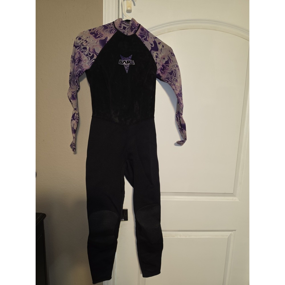 Bare Youth Full Black Purple Scuba Diving Neoprene Wetsuit Size 7-8
